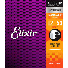 ELIXIR 11052 Nanoweb струны для акустической гитары 12-53
