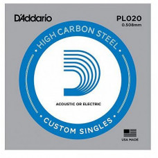 PL020 Plain Steel Отдельная струна без обмотки, сталь, .020, D'Addario