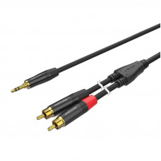 ROXTONE PACC150/1 Премиальный аудио кабель, 3.5mm stereo Jack (MJ3BG) - 2xRCA (P2BG), покрытие конта